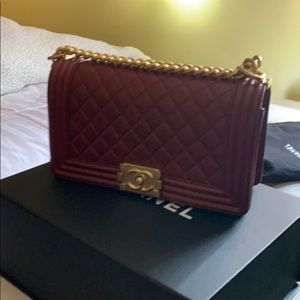 CHANEL Bags - Chanel medium le boy,maroon gold CHANEL Bags - Chanel medium le boy,maroon gold